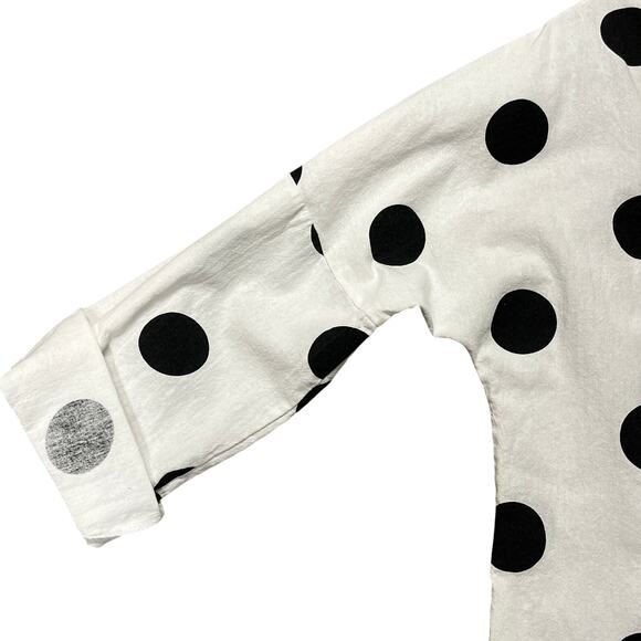 Womans Lightweight Boxy Cropped Polka Dot Blouse Size Medium - Picture 3 of 5